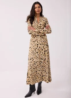 New Animal Print Zip Jersey Midi Dress Midi Dresses|Printed Dresses