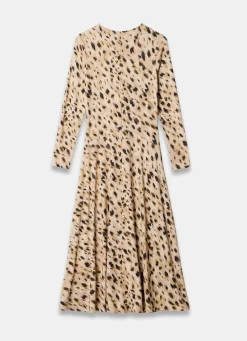 New Animal Print Zip Jersey Midi Dress Midi Dresses|Printed Dresses