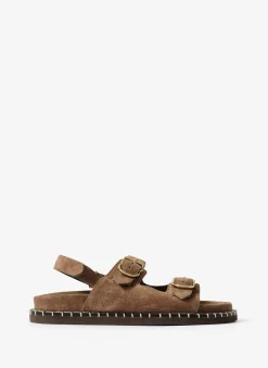 Outlet Aria Brown Suede Double Buckle Sandals Sandals