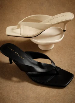 Betty Leather Flip Flop Heels Heels|Heels