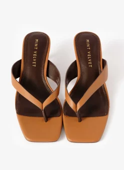Discount Betty Leather Flip Flop Heels Heels|Heels