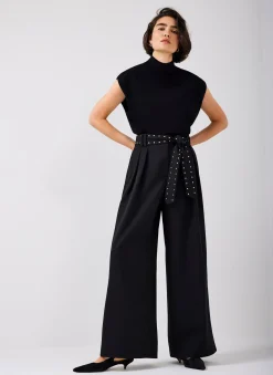 Hot Belted Wide Trousers Wide Leg Trousers|Trousers