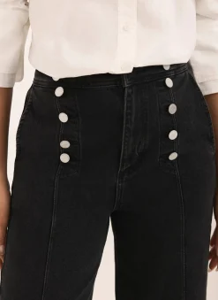 Hot Button Detail Wide Jeans Jeans|Wide Leg Jeans
