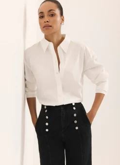Hot Button Detail Wide Jeans Jeans|Wide Leg Jeans