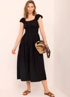 Clearance Cotton Blend Textured Midi Dress Midi Dresses