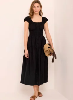 Clearance Cotton Blend Textured Midi Dress Midi Dresses