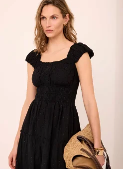 Clearance Cotton Blend Textured Midi Dress Midi Dresses