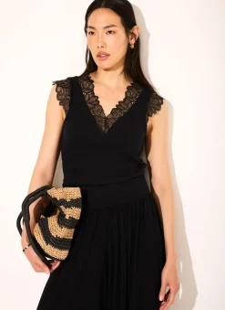 Hot Cotton Lace Detail Top T-Shirts|T-Shirts