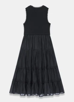 Best Crochet Trim Tiered Midi Dress Midi Dresses|Crochet