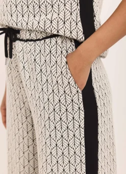 Hot Jacquard Side Stripe Wide Trousers Trousers