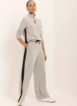 Hot Jacquard Side Stripe Wide Trousers Trousers