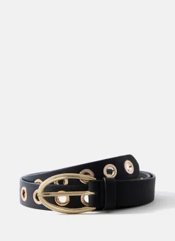 Outlet Leather Gold Eyelet Belt Belts