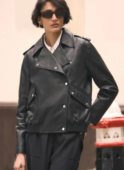 Leather Relaxed Biker Jacket Jackets|Leather & Suede Jackets