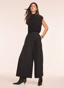 Pleat Detail Crop Wide Trousers Wide Leg Trousers|Trousers