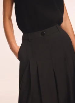 Pleat Detail Crop Wide Trousers Wide Leg Trousers|Trousers