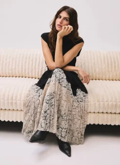 Best Pleated Lace Hem Midi Skirt Midi Skirts|Skirts