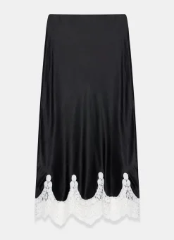 Clearance Satin Lace Midi Skirt Midi Skirts|Skirts