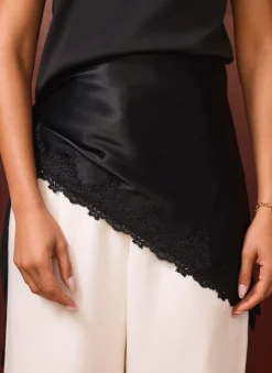 Outlet Satin Lace Trim Scarf Scarves