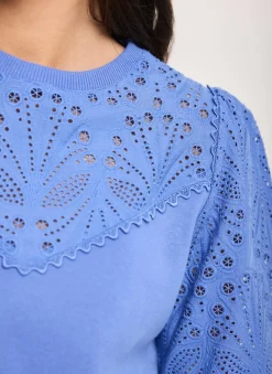 Cotton Blend Broderie Sweatshirt Sweatshirts|Sweatshirts