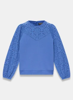 Cotton Blend Broderie Sweatshirt Sweatshirts|Sweatshirts