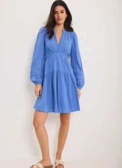 Online Cotton Cheesecloth Mini Dress Summer Dresses|Mini Dresses