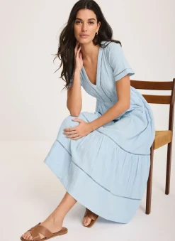 Cotton Cheesecloth Midi Dress Summer Dresses|Midi Dresses