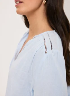 Cotton Cheesecloth Open Stitch Blouse Shirts & Blouses