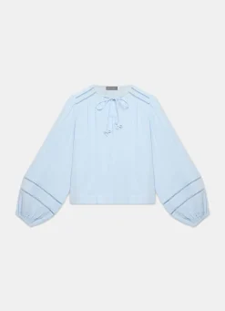 Cotton Cheesecloth Open Stitch Blouse Shirts & Blouses