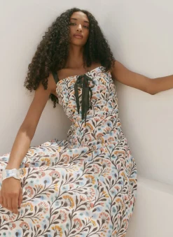 Hot Cotton Floral Print Midi Dress Summer Dresses|Midi Dresses