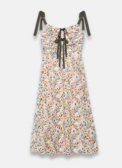 Hot Cotton Floral Print Midi Dress Summer Dresses|Midi Dresses
