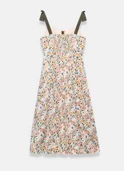 Hot Cotton Floral Print Midi Dress Summer Dresses|Midi Dresses