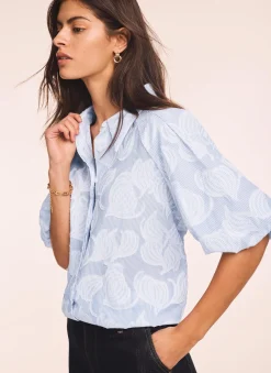 Clearance Cotton Jacquard Striped Shirt Shirts & Blouses