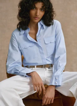 Hot Cotton Scallop Detail Shirt Shirts & Blouses