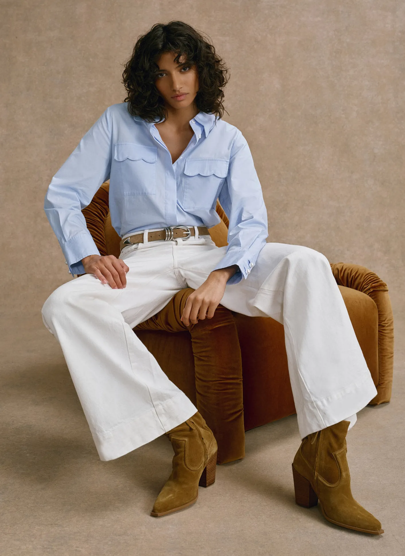Hot Cotton Scallop Detail Shirt Shirts & Blouses