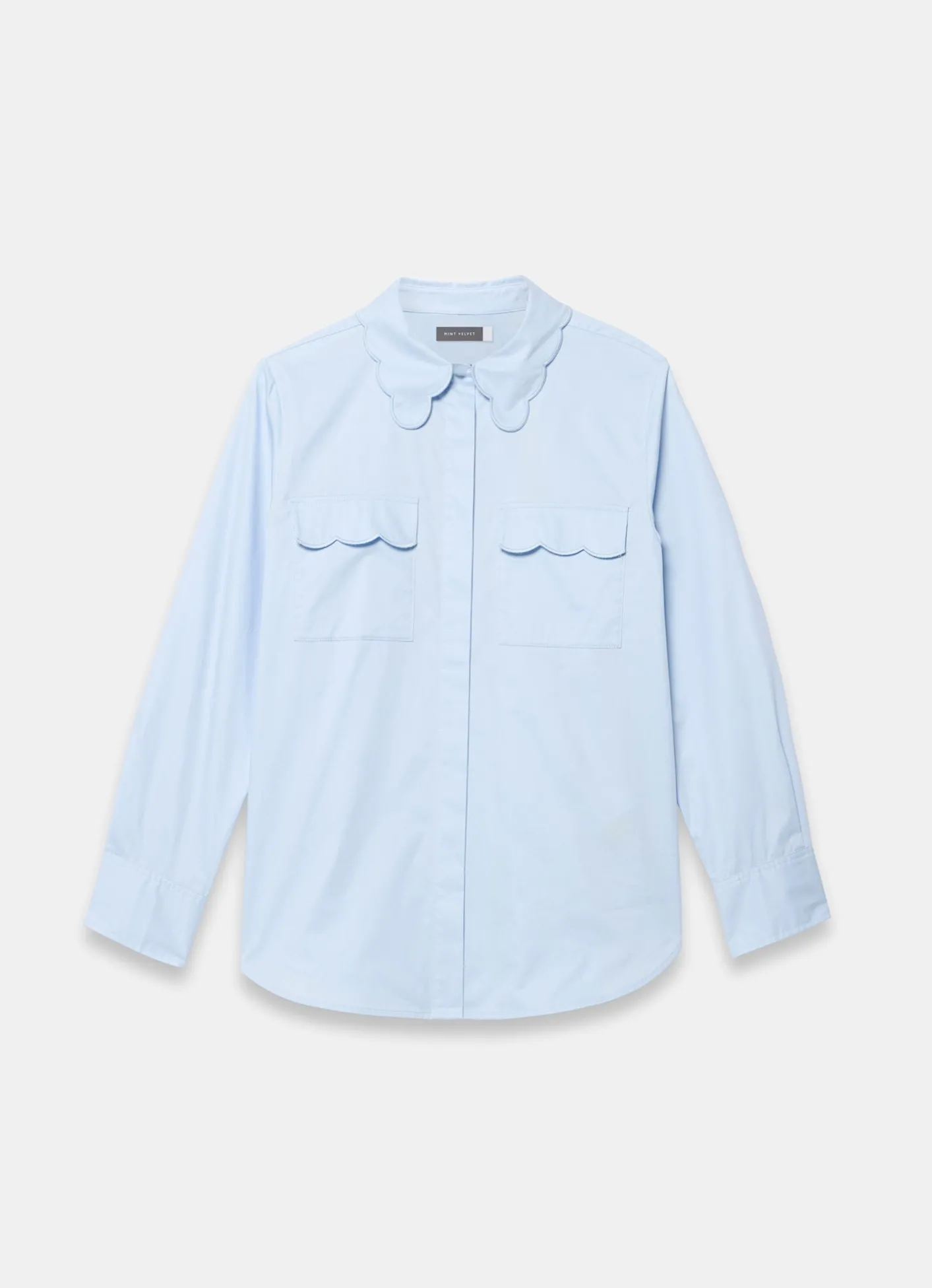 Hot Cotton Scallop Detail Shirt Shirts & Blouses