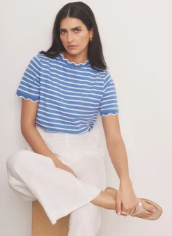 Hot Cotton Striped Scallop T-Shirt T-Shirts|T-Shirts
