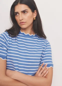 Hot Cotton Striped Scallop T-Shirt T-Shirts|T-Shirts