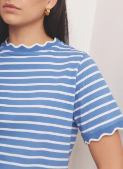 Hot Cotton Striped Scallop T-Shirt T-Shirts|T-Shirts