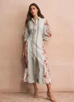 Online Floral Print Midi Shirt Dress Occasion Dresses|Occasion Dresses