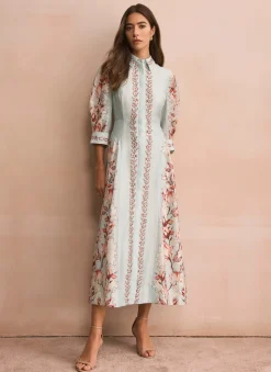 Online Floral Print Midi Shirt Dress Occasion Dresses|Occasion Dresses