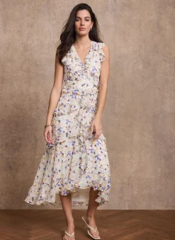 New Floral Print Ruffle Midi Dress Occasion Dresses|Occasion Dresses