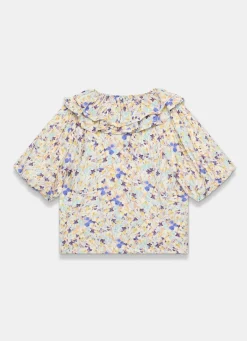 Outlet Floral Ruffle Trim Blouse Shirts & Blouses
