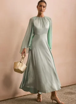 Discount Satin Cape Maxi Dress Occasion Dresses|Occasion Dresses
