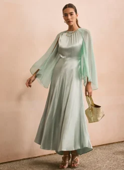 Discount Satin Cape Maxi Dress Occasion Dresses|Occasion Dresses