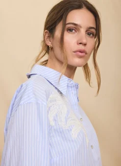 Hot Stripe Embroidered Shirt Shirts & Blouses