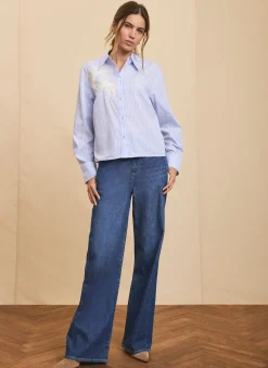 Hot Stripe Embroidered Shirt Shirts & Blouses
