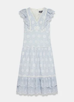 Best Striped Broderie Midi Dress Summer Dresses|Midi Dresses