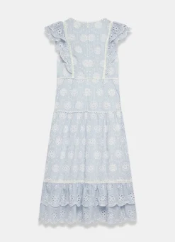 Best Striped Broderie Midi Dress Summer Dresses|Midi Dresses