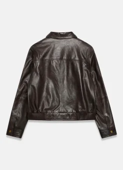 Discount Leather Collared Bomber Jacket Jackets|Leather & Suede Jackets