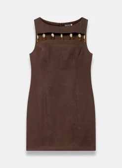 Linen Beaded Mini Dress Summer Dresses|Mini Dresses